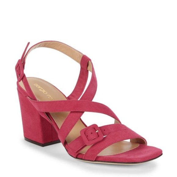 NEW$455 SERGIO ROSSI Royal Suede Block Heel Sandals Strappy Buckled Slingback 37 - Picture 3 of 17